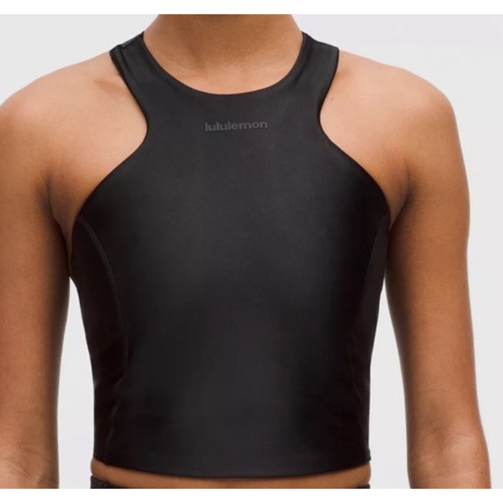 LULULEMON SATIN SHINE TANK TOP B/C CUP WORDMARK BLACK SIZE 4